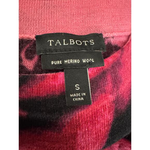 Talbots 100% Merino Wool Floral Long Sleeve Shirt Sweater Light Roses - Picture 3 of 6